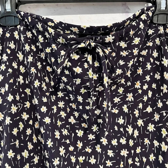 Madewell Drawstring Midi Slip Skirt Sweet Floral‎ Print Size 16 Navy Blue Comfy - Picture 5 of 10